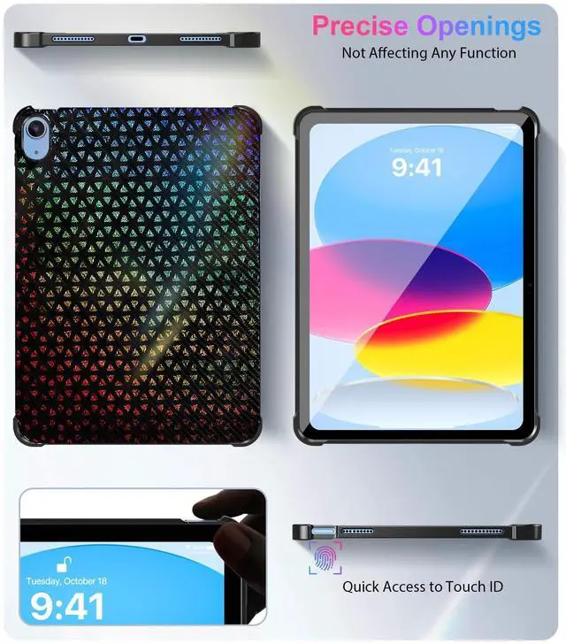 Alt view image 7 of 7 - TiMOVO Case for iPad (A16) 11th Generation 11 Inch 2025, iPad 10th Generation 10.9 inch 2022, Ultra Slim, Lightweight Flexible TPU Protective Cover, Shockproof, Anti Drop (Iridescent Black)