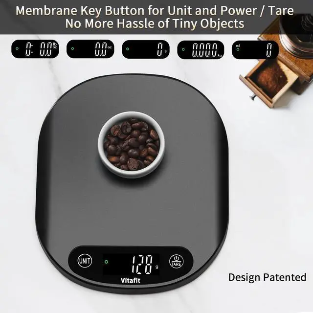 Alt view image 4 of 7 - Vitafit 33lb/15kg Digital Food Scale in High Precision 0.1oz/1g, Our Own Kitchen Scale Professional Factory Since 2001, Home and Kitchen Essentials for Cooking and Baking, LED, 3*AAA Batteries, Black