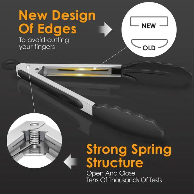 Alt view image 4 of 7 - HOTEC Premium Stainless Steel Locking Kitchen Tongs with Silicon Tips, Set of 2-9" and 12"