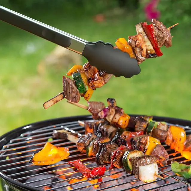 Alt view image 6 of 7 - Tribal Cooking Kitchen Tongs with Silicone Tips - Stainless Steel tongs for cooking - 9" and 12" Tongs With Silicone Rubber Non Slip Grips, Heat Resistant Metal Tongs.