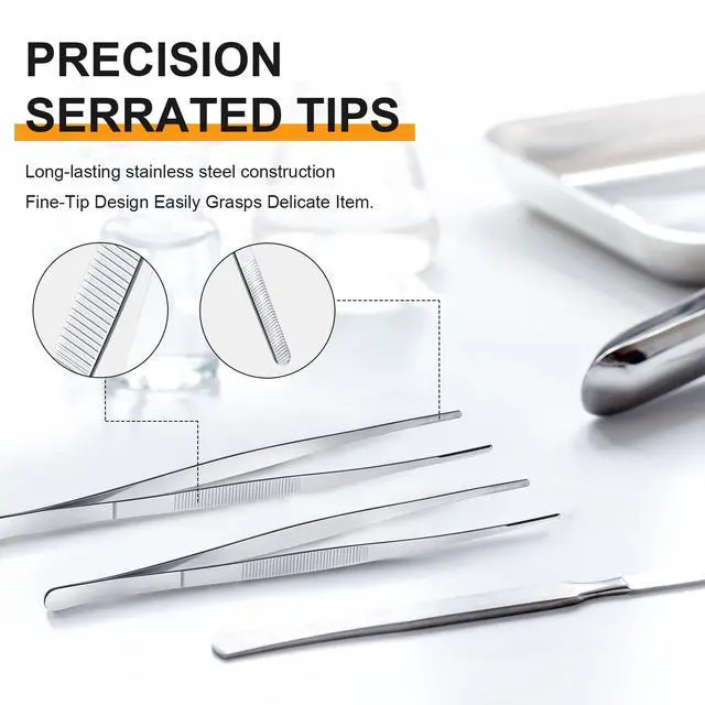 Alt view image 3 of 6 - 4 Packs 12 Inch Bar Tweezers Silver Cocktail Tongs Long Garnish Tweezers Stainless Steel Bartender Kitchen Cooking Tongs for Cocktail Food Fruit Korean BBQ Bartender Chef, Multi-use
