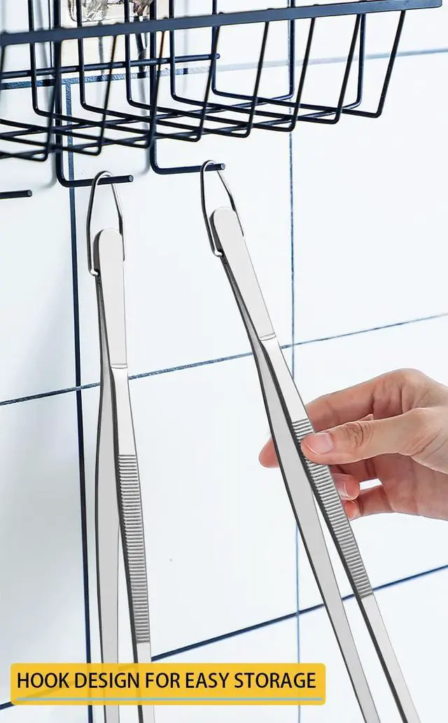 Alt view image 4 of 7 - JETKONG 2 Pcs 12-Inch Kitchen Tweezers Fine Tweezer Tongs, Extra-Long Stainless Steel Cooking Tweezers (Silver)