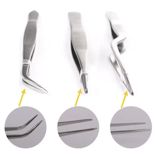 Alt view image 2 of 7 - Tangoowal Kitchen Cooking Tweezers Culinary,3 Piece Set Stainless Steel Tweezer Precision Tongs Offset Tip for Cooking Food Design styling(6.3-Inch)