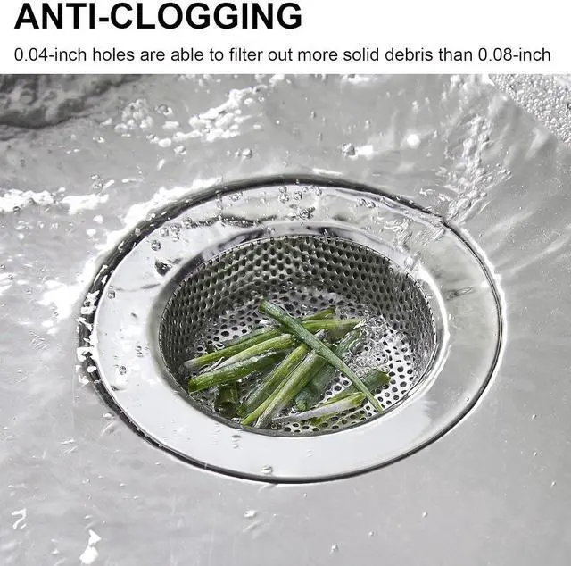 Alt view image 5 of 7 - Kitchen Sink Strainer Stainless Steel, LASSHSWA Kitchen Sink Drain Strainer, Sink Strainers for Kitchen Sinks with Large Wide Rim 4.5" Diameter (2 Pack)