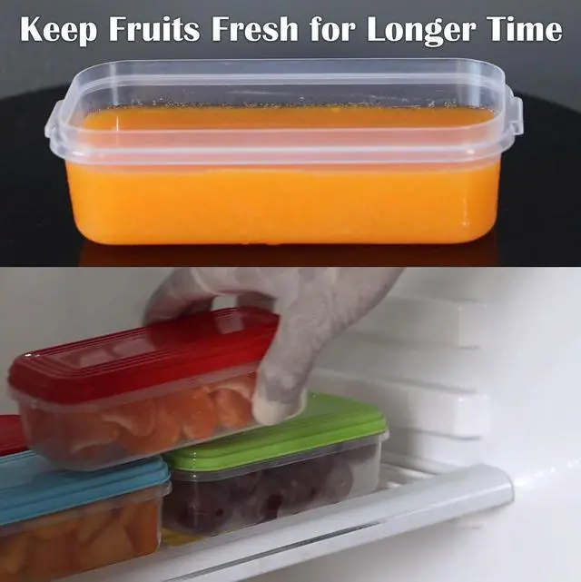 Alt view image 7 of 7 - Small Plastic Food Storage Containers with Lids, 8-Pack 8oz (1 Cup / 250 ml) Rectangular Freezer Portion Containers for Leftovers, Spices & Soup, BPA-Free, Stackable, Leak-Resistant, Microwave Safe