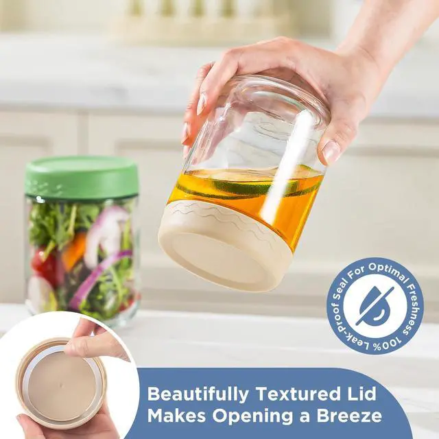 Alt view image 3 of 7 - DRKIO 16 Oz Overnight Oats Containers with Lids - 4 Pack Glass Storage Jars with Airtight Lids Wide Mouth Mason Food Jars Great for Meal Prep Salad Chia Pudding Snacks Yogurt Sugar Spice Cereal