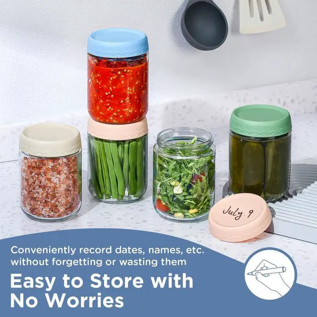 Alt view image 5 of 7 - DRKIO 16 Oz Overnight Oats Containers with Lids - 4 Pack Glass Storage Jars with Airtight Lids Wide Mouth Mason Food Jars Great for Meal Prep Salad Chia Pudding Snacks Yogurt Sugar Spice Cereal