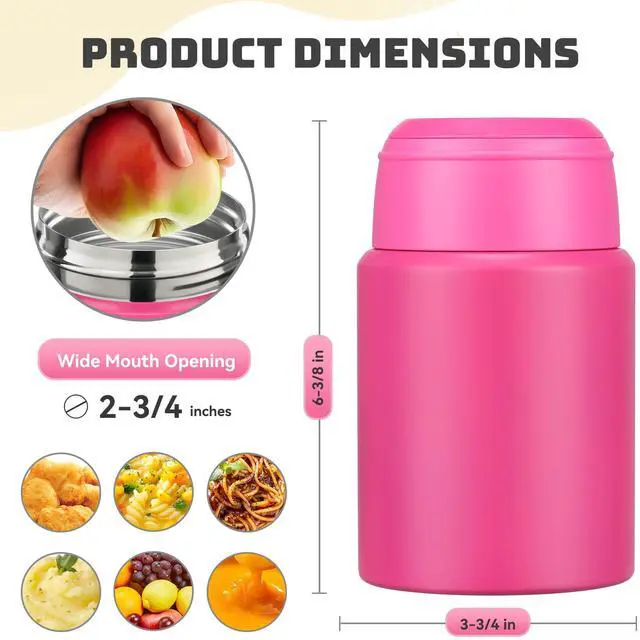 Alt view image 3 of 7 - HAWEEK Insulated Soup Thermo 16oz- Insulated Food Jar,Thermo for Hot Food Kids,Vacuum Food Thermo Stainless Steel with Spoon for Hot Food Container and Hot Lunch Box