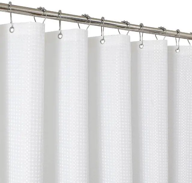 Main image of 2-in-1 Waterproof Fabric Shower Curtain - No Separate Liner Needed, Hotel-Style Waffle Weave, Effortless Cleaning & Washable Bathroom Shower Curtain Set,72Wx72H,White