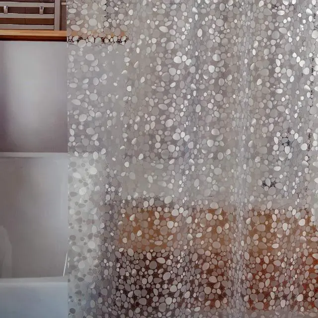 Main image of Waterproof Shower Curtain Liner 8G EVA Thick Shower Curtain with Heavy Duty 3 Bottom Magnets, Shower Liner for Shower Stall, Bathtubs, 3D Pebble Pattern, 72 x 72,12 Hooks