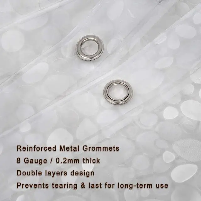 Alt view image 5 of 7 - Waterproof Shower Curtain Liner 8G EVA Thick Shower Curtain with Heavy Duty 3 Bottom Magnets, Shower Liner for Shower Stall, Bathtubs, 3D Pebble Pattern, 72 x 72,12 Hooks