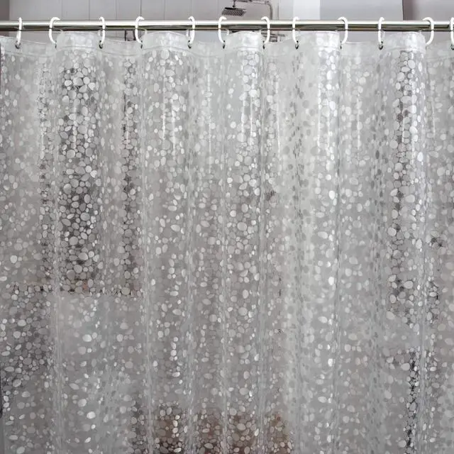 Alt view image 6 of 7 - Waterproof Shower Curtain Liner 8G EVA Thick Shower Curtain with Heavy Duty 3 Bottom Magnets, Shower Liner for Shower Stall, Bathtubs, 3D Pebble Pattern, 72 x 72,12 Hooks