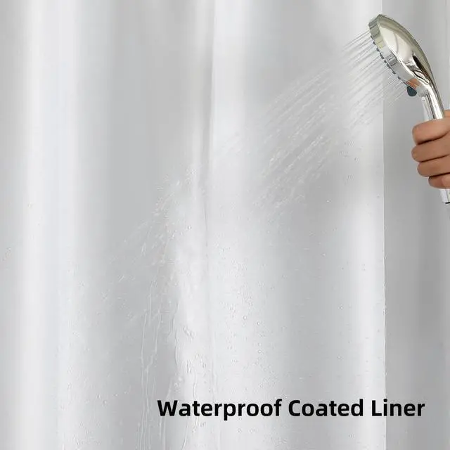 Alt view image 4 of 7 - No Hook Shower Curtain with Snap in Fabric Liner, Waffle Weave Heavy Duty Thick Shower Curtains with Mesh Top Window, Hotel Style Waterproof Bathroom Curtain Set, 72'' x 75'', Sage Green