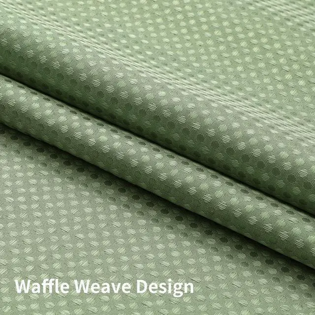 Alt view image 6 of 7 - No Hook Shower Curtain with Snap in Fabric Liner, Waffle Weave Heavy Duty Thick Shower Curtains with Mesh Top Window, Hotel Style Waterproof Bathroom Curtain Set, 72'' x 75'', Sage Green