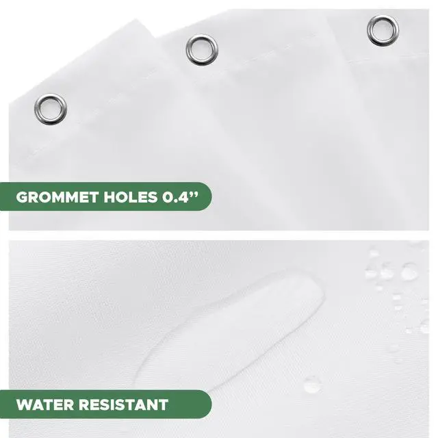 Alt view image 4 of 7 - Hotel Quality Fabric Shower Curtain Liners 72" X 72", White Water Resistant Bathroom Curtains Rust Resistant Grommets Weighted Bottom Hem Machine Washable