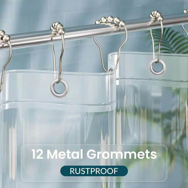 Alt view image 3 of 7 - Titanker Clear Shower Curtain Liner, Plastic Shower Liner PEVA 72 x 72 Lightweight Waterproof Shower Curtains for Bathroom with Magnets and Rustproof Grommets