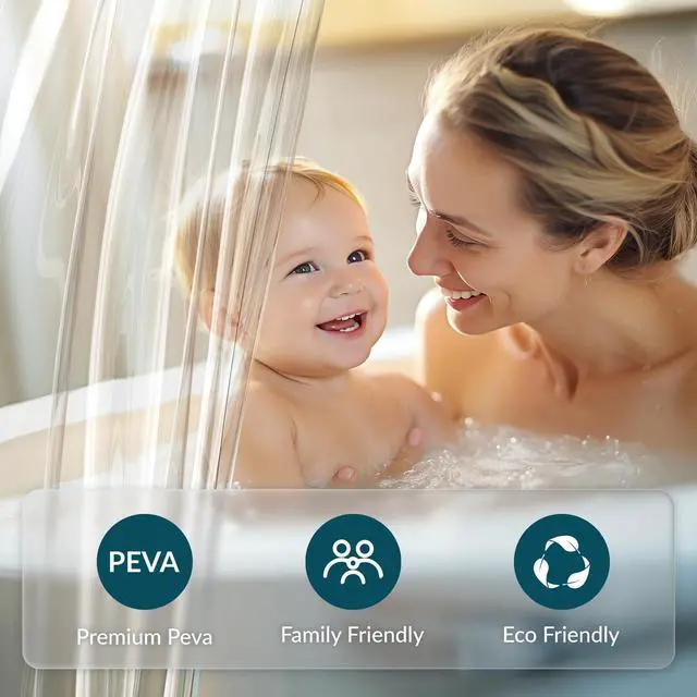 Alt view image 2 of 7 - Titanker Clear Shower Curtain Liner, Plastic Shower Liner PEVA 72 x 72 Lightweight Waterproof Shower Curtains for Bathroom with Magnets and Rustproof Grommets