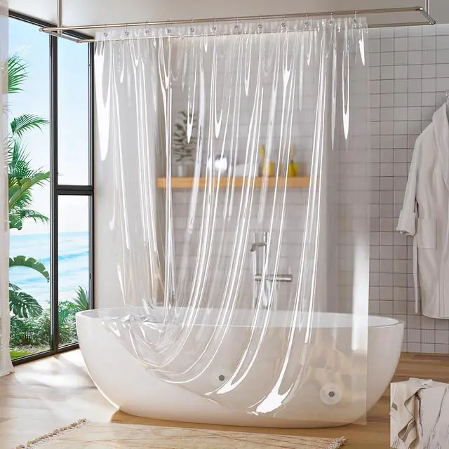 Alt view image 4 of 7 - Titanker Clear Shower Curtain Liner, Plastic Shower Liner PEVA 72 x 72 Lightweight Waterproof Shower Curtains for Bathroom with Magnets and Rustproof Grommets