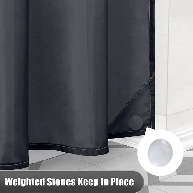 Alt view image 6 of 7 - Luxury Black and Grey Ombre Shower Curtain Sets with 12 Hooks, Waterproof and Washable Decorative Shower Curtains for Bathroom, 72x72 Inches
