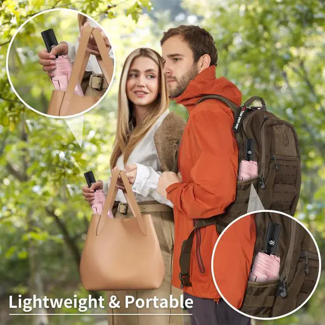 Alt view image 3 of 7 - Windproof Travel Umbrella, Automatic Umbrellas for Rain, Portable & Compact Umbrellas for Backpack, Strong UV for Protection, Folding Small Sun Umbrella for Car, Walking, Coral Pink