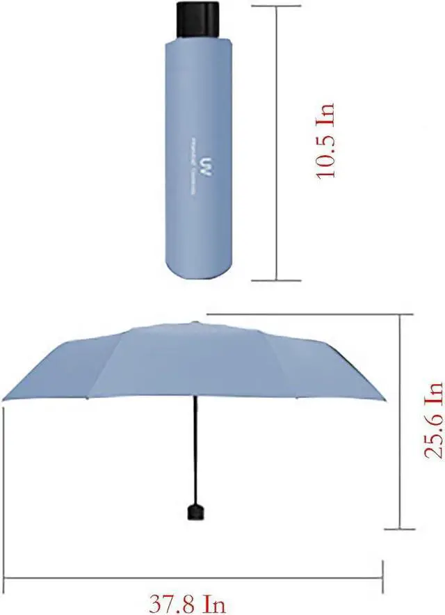 Alt view image 2 of 5 - Rainproof and Sunshade Manual Umbrella, 8 Ribs 37.8 Inch x 25.6 Inch Blue Windproof Folding Umbrella for Outdoors (blue)
