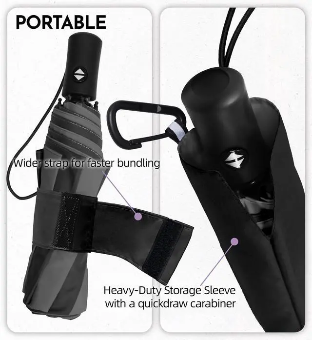 Alt view image 6 of 7 - Windproof Travel Umbrella for Rain - 43" Auto Open Close 8-Rib Compact, Stylish Two-Tone Color Block Design, Easy-Close Folding Portable Parasol for Men & Women
