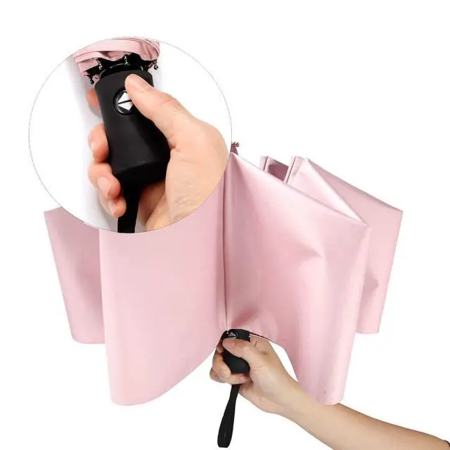 Alt view image 2 of 6 - Travel Umbrella Compact Folding Sun Umbrellas Lighweight Auto Open Close for Women Parasol Pink