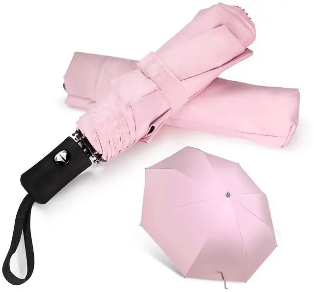 Main image of Travel Umbrella Compact Folding Sun Umbrellas Lighweight Auto Open Close for Women Parasol Pink