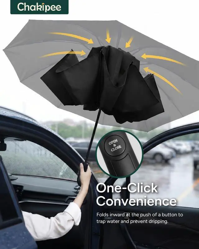 Alt view image 5 of 7 - Travel Inverted Umbrella Compact Windproof- Automatic reverse Umbrellas for Rain - Folding Portable 48inch Span, 10 Ribs Large Umbrella