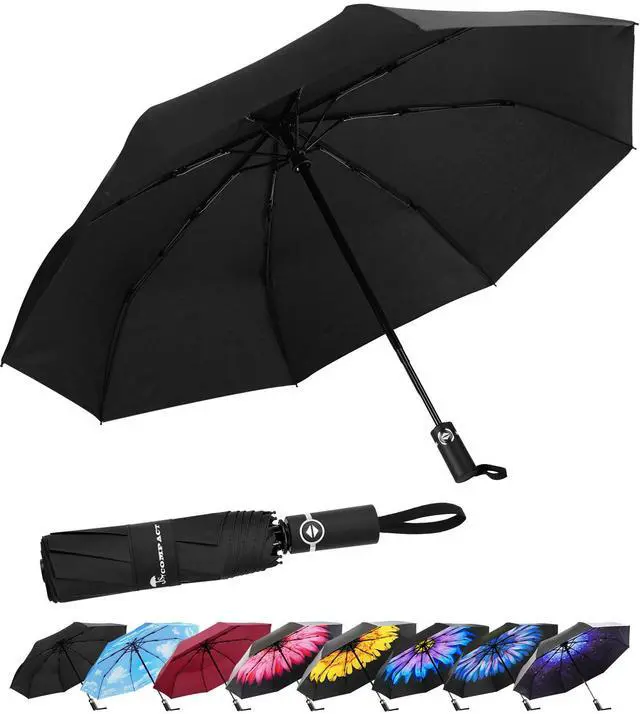Main image of Travel Umbrella for Rain, Windproof Automatic Compact Umbrella, UV Sun Protection, Lightweight Waterproof Travel Size for Backpack & Car, Factory Direct