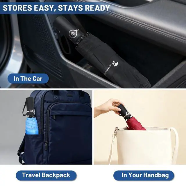 Alt view image 5 of 6 - Travel Umbrella for Rain, Windproof Automatic Compact Umbrella, UV Sun Protection, Lightweight Waterproof Travel Size for Backpack & Car, Factory Direct