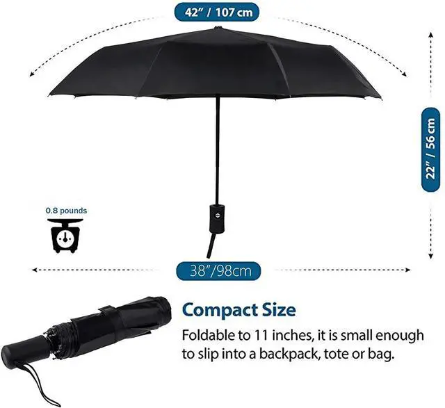 Alt view image 2 of 7 - Travel Umbrella Windproof Automatic Compact UV Sun Protection Umbrellas Small,Strong & Portable, Durable Grip, Fits Backpack & Car, Factory Direct