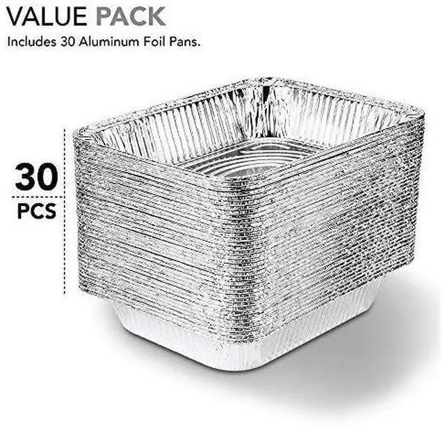 Alt view image 3 of 7 - Stock Your Home Aluminum Pans 9x13 Disposable Foil Pans (30 Pack) - Half Size Steam Table Deep Trays - Tin Foil Pans Great for Cooking, Heating, Storing, Prepping Food