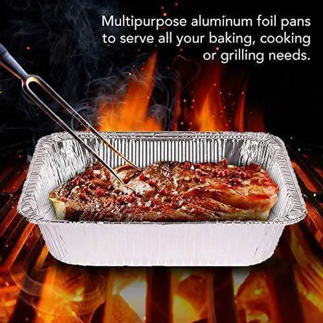 Alt view image 4 of 7 - Stock Your Home Aluminum Pans 9x13 Disposable Foil Pans (30 Pack) - Half Size Steam Table Deep Trays - Tin Foil Pans Great for Cooking, Heating, Storing, Prepping Food