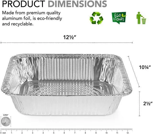 Alt view image 2 of 7 - Stock Your Home Aluminum Pans 9x13 Disposable Foil Pans (30 Pack) - Half Size Steam Table Deep Trays - Tin Foil Pans Great for Cooking, Heating, Storing, Prepping Food