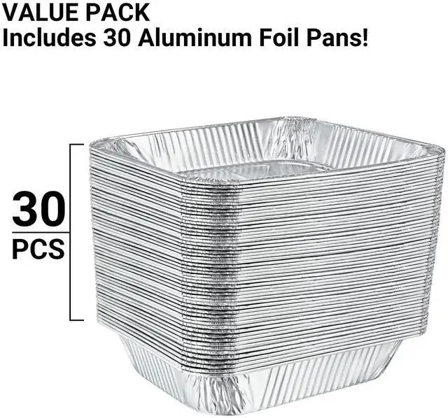 Alt view image 3 of 6 - Aluminum Pans Half Size, 9X13, Extra Heavy Duty Disposable Foil Pans For Baking (30 Pack) Roasting & Chafing, Deep Tin Foil Bakeware, Steam Table Tray, Cookware, Food Prepping, Cake & Oven Pan