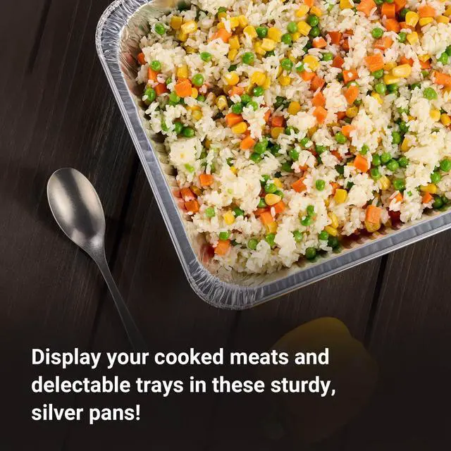 Alt view image 5 of 6 - Aluminum Pans Half Size, 9X13, Extra Heavy Duty Disposable Foil Pans For Baking (30 Pack) Roasting & Chafing, Deep Tin Foil Bakeware, Steam Table Tray, Cookware, Food Prepping, Cake & Oven Pan