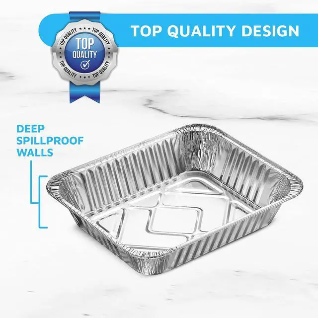 Alt view image 4 of 7 - Aluminum Foil Pans Half Size Roasting Chafing Pan | Bulk 10 Pack of 9x13 Tins for Cooking, Baking & Catering | Heavy Duty Disposable Cookware Steam Table Trays for Buffet & Food Prepping