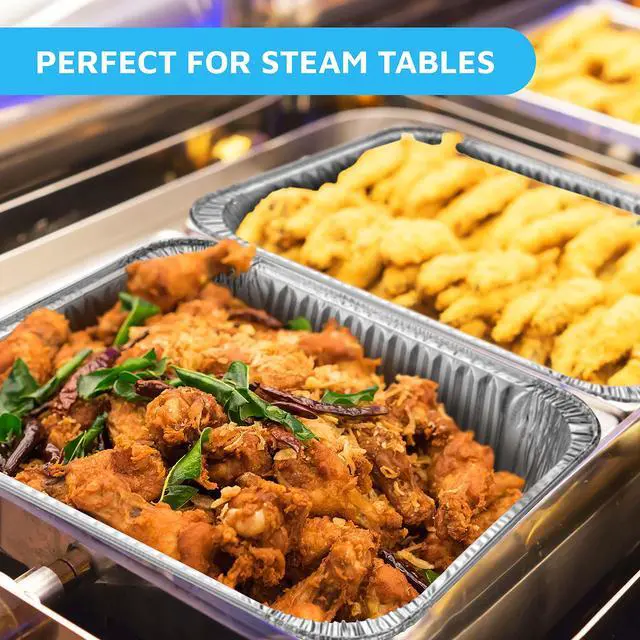 Alt view image 5 of 7 - Aluminum Foil Pans Half Size Roasting Chafing Pan | Bulk 10 Pack of 9x13 Tins for Cooking, Baking & Catering | Heavy Duty Disposable Cookware Steam Table Trays for Buffet & Food Prepping