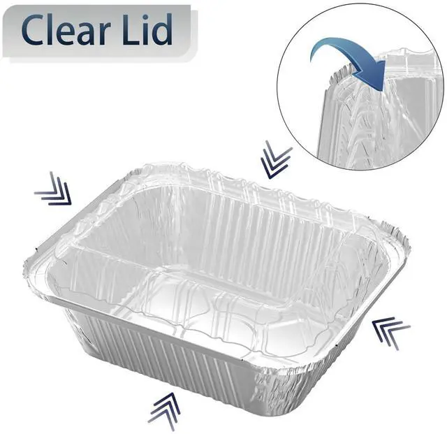 Alt view image 3 of 7 - 25 Pack 1 lb Aluminum Foil Pan 16 oz with Clear Plastic Lids