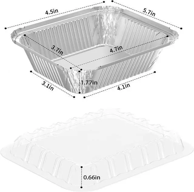 Alt view image 2 of 7 - 25 Pack 1 lb Aluminum Foil Pan 16 oz with Clear Plastic Lids