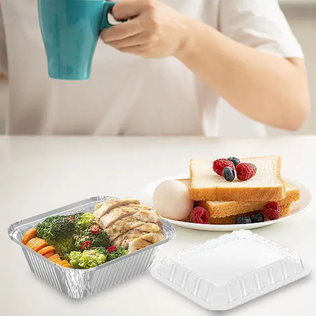 Alt view image 6 of 7 - 25 Pack 1 lb Aluminum Foil Pan 16 oz with Clear Plastic Lids