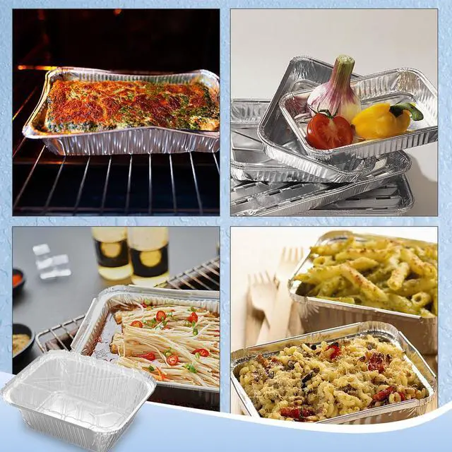 Alt view image 7 of 7 - 25 Pack 1 lb Aluminum Foil Pan 16 oz with Clear Plastic Lids