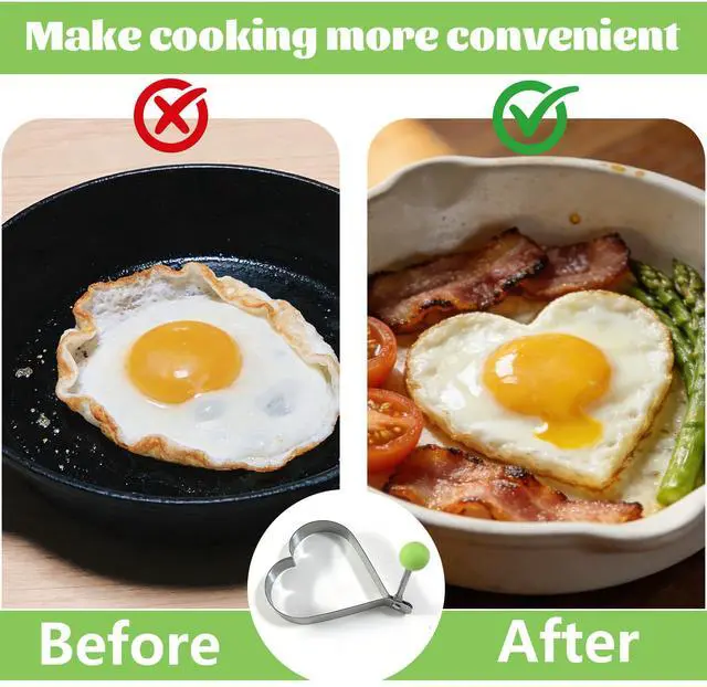 Alt view image 5 of 7 - 8pcs Set Fried Egg Rings Molds Non Stick for Griddle Pan, Egg Shaper Pancake Maker with Handle, Stainless Steel Egg Form for Frying Cooking