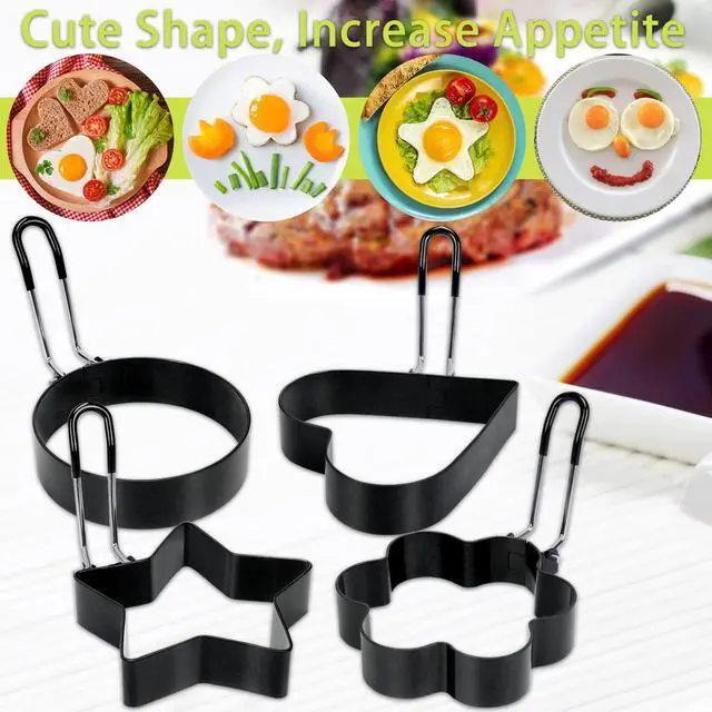 Alt view image 2 of 7 - 6 Pack Eggs Rings, Stainless Steel Egg Cooking Rings, Round Pancake Mold for Frying Eggs, Omelet and Muffins, Non-stick Fried Egg Mold Ring with Oil Brush and Slotted Spatula, 4 Shapes