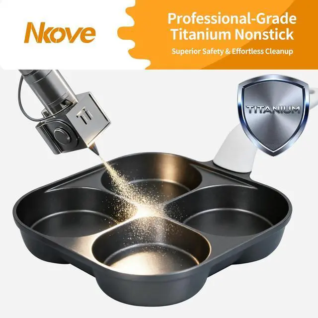 Alt view image 2 of 6 - 4-Cup Titanium Nonstick Egg Pan Omelette PanVersatile Breakfast Skillet for Eggs, Pancakes, Plett, Crepes, Suitable for Gas Stove & Induction Cookware