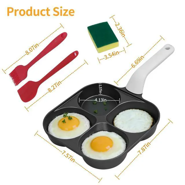 Alt view image 3 of 6 - 4-Cup Titanium Nonstick Egg Pan Omelette PanVersatile Breakfast Skillet for Eggs, Pancakes, Plett, Crepes, Suitable for Gas Stove & Induction Cookware