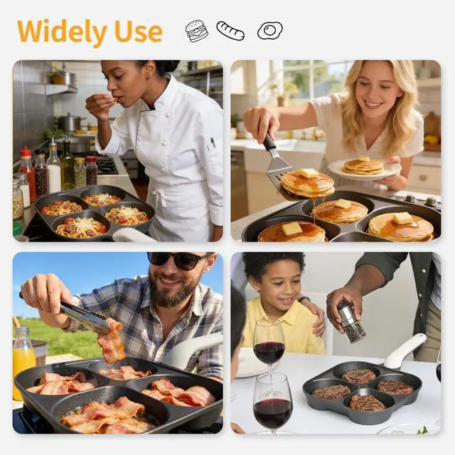 Alt view image 6 of 6 - 4-Cup Titanium Nonstick Egg Pan Omelette PanVersatile Breakfast Skillet for Eggs, Pancakes, Plett, Crepes, Suitable for Gas Stove & Induction Cookware
