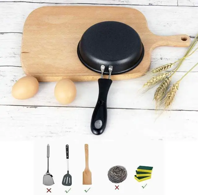 Alt view image 4 of 7 - One Egg Frying Pan, Mini Induction Frying Eggs Pan, 4.7" Single Egg Durable Small Pan with Handle Heat Resistant Non Stick Pot, Portable Pan for Stove Gas Induction Hob