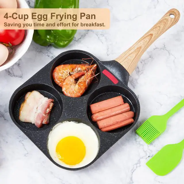 Alt view image 2 of 7 - Egg Frying Pan, 4-Cup Egg Pan Nonstick, Fried Egg Pan Skillet for Breakfast, Pancake, Hamburger, Sandwiches, Suitable for Gas Stove & Induction Cookware